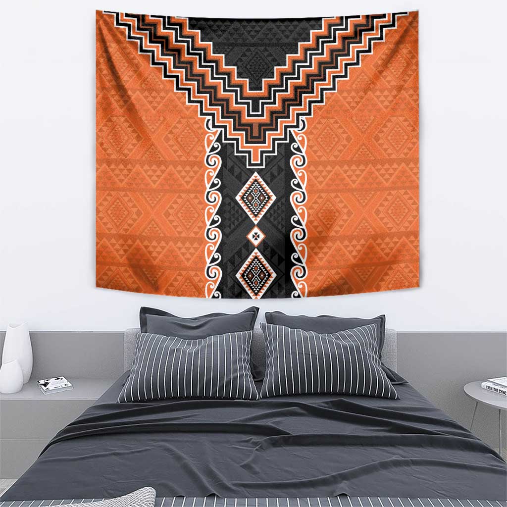 Orange Niho Taniwha Mix Poutama Tapestry Unique Taniko Aotearoa LT01 - Polynesian Pride