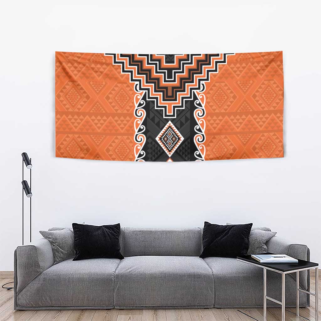 Orange Niho Taniwha Mix Poutama Tapestry Unique Taniko Aotearoa LT01 - Polynesian Pride
