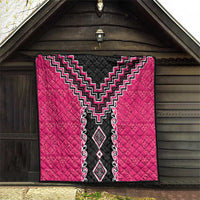 Pink Niho Taniwha Mix Poutama Quilt Unique Taniko Aotearoa