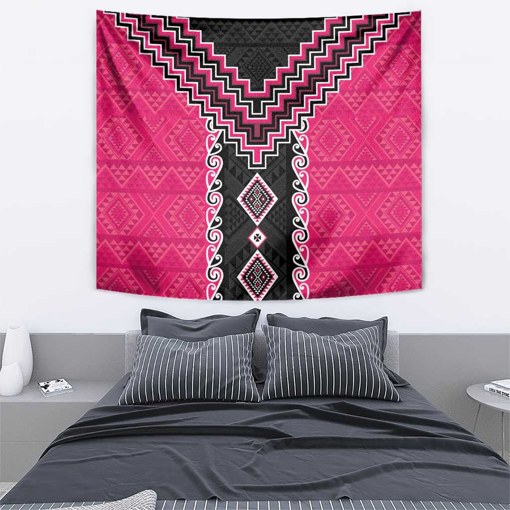 Pink Niho Taniwha Mix Poutama Tapestry Unique Taniko Aotearoa