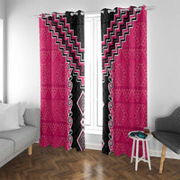 Pink Niho Taniwha Mix Poutama Window Curtain Unique Taniko Aotearoa