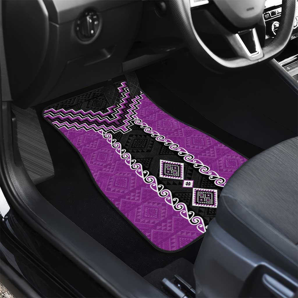 Purple Niho Taniwha Mix Poutama Car Mats Unique Taniko Aotearoa