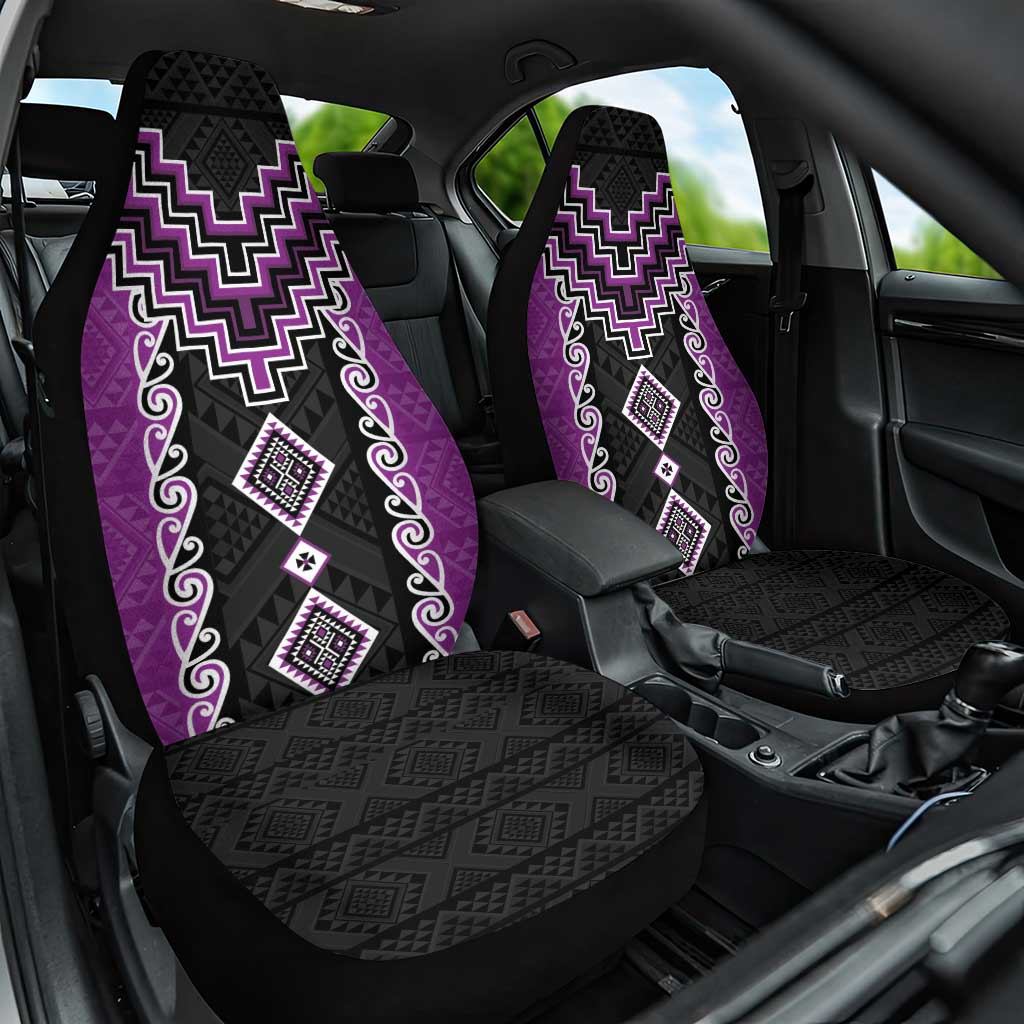 Purple Niho Taniwha Mix Poutama Car Seat Cover Unique Taniko Aotearoa