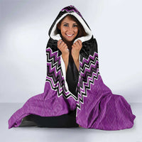 Purple Niho Taniwha Mix Poutama Hooded Blanket Unique Taniko Aotearoa