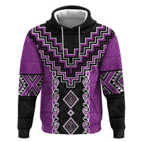 Purple Niho Taniwha Mix Poutama Hoodie Unique Taniko Aotearoa