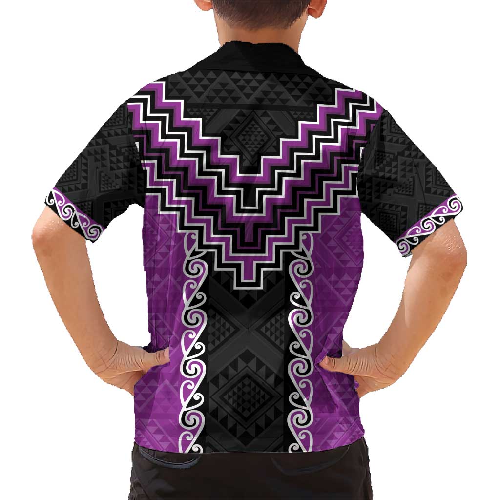 Purple Niho Taniwha Mix Poutama Kid Hawaiian Shirt Unique Taniko Aotearoa