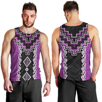 Purple Niho Taniwha Mix Poutama Men Tank Top Unique Taniko Aotearoa