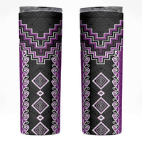 Purple Niho Taniwha Mix Poutama Skinny Tumbler Unique Taniko Aotearoa