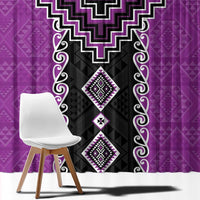 Purple Niho Taniwha Mix Poutama Window Curtain Unique Taniko Aotearoa