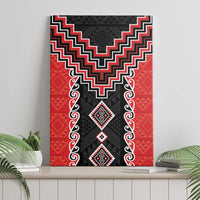 Red Niho Taniwha Mix Poutama Canvas Wall Art Unique Taniko Aotearoa