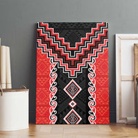 Red Niho Taniwha Mix Poutama Canvas Wall Art Unique Taniko Aotearoa