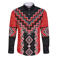 Red Niho Taniwha Mix Poutama Family Matching Puletasi and Hawaiian Shirt Unique Taniko Aotearoa