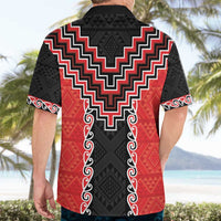 Red Niho Taniwha Mix Poutama Hawaiian Shirt Unique Taniko Aotearoa