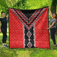 Red Niho Taniwha Mix Poutama Quilt Unique Taniko Aotearoa