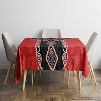 Red Niho Taniwha Mix Poutama Tablecloth Unique Taniko Aotearoa