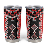 Red Niho Taniwha Mix Poutama Tumbler Cup Unique Taniko Aotearoa