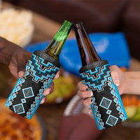 Sky Blue Niho Taniwha Mix Poutama 4 in 1 Can Cooler Tumbler Unique Taniko Aotearoa