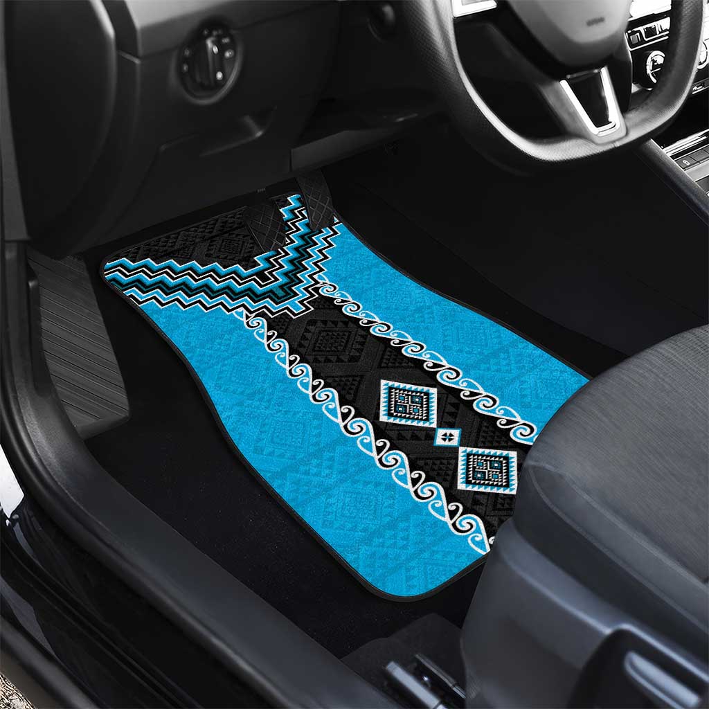 Sky Blue Niho Taniwha Mix Poutama Car Mats Unique Taniko Aotearoa