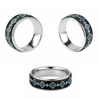 Sky Blue Niho Taniwha Mix Poutama Classic Ring Unique Taniko Aotearoa - Polynesian Pride