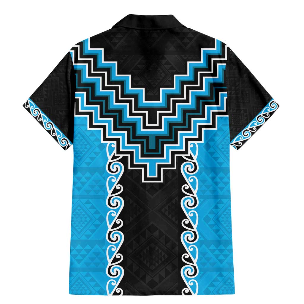 Sky Blue Niho Taniwha Mix Poutama Family Matching Mermaid Dress and Hawaiian Shirt Unique Taniko Aotearoa