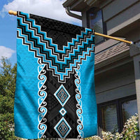 Sky Blue Niho Taniwha Mix Poutama Garden Flag Unique Taniko Aotearoa
