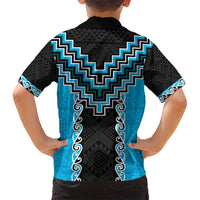 Sky Blue Niho Taniwha Mix Poutama Kid Hawaiian Shirt Unique Taniko Aotearoa LT01 - Polynesian Pride