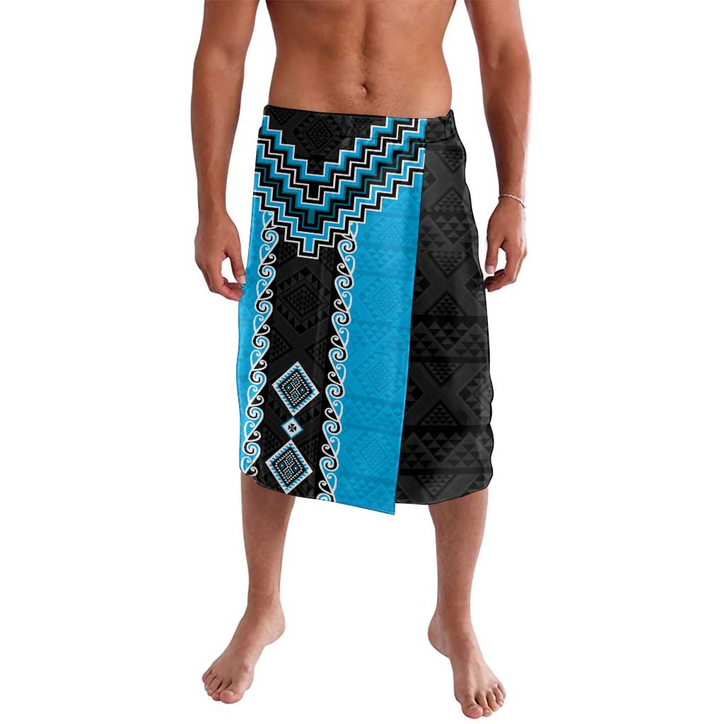 Sky Blue Niho Taniwha Mix Poutama Lavalava Unique Taniko Aotearoa