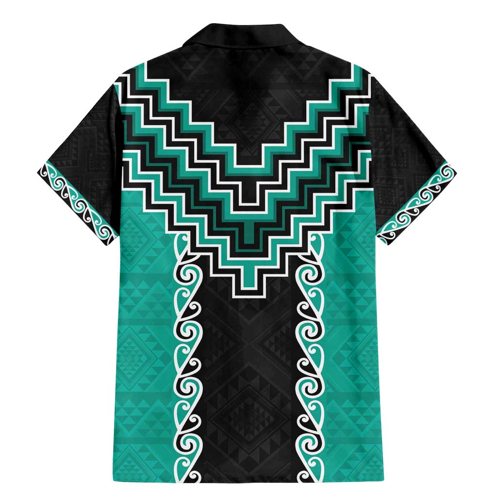 Teal Niho Taniwha Mix Poutama Family Matching Mermaid Dress and Hawaiian Shirt Unique Taniko Aotearoa