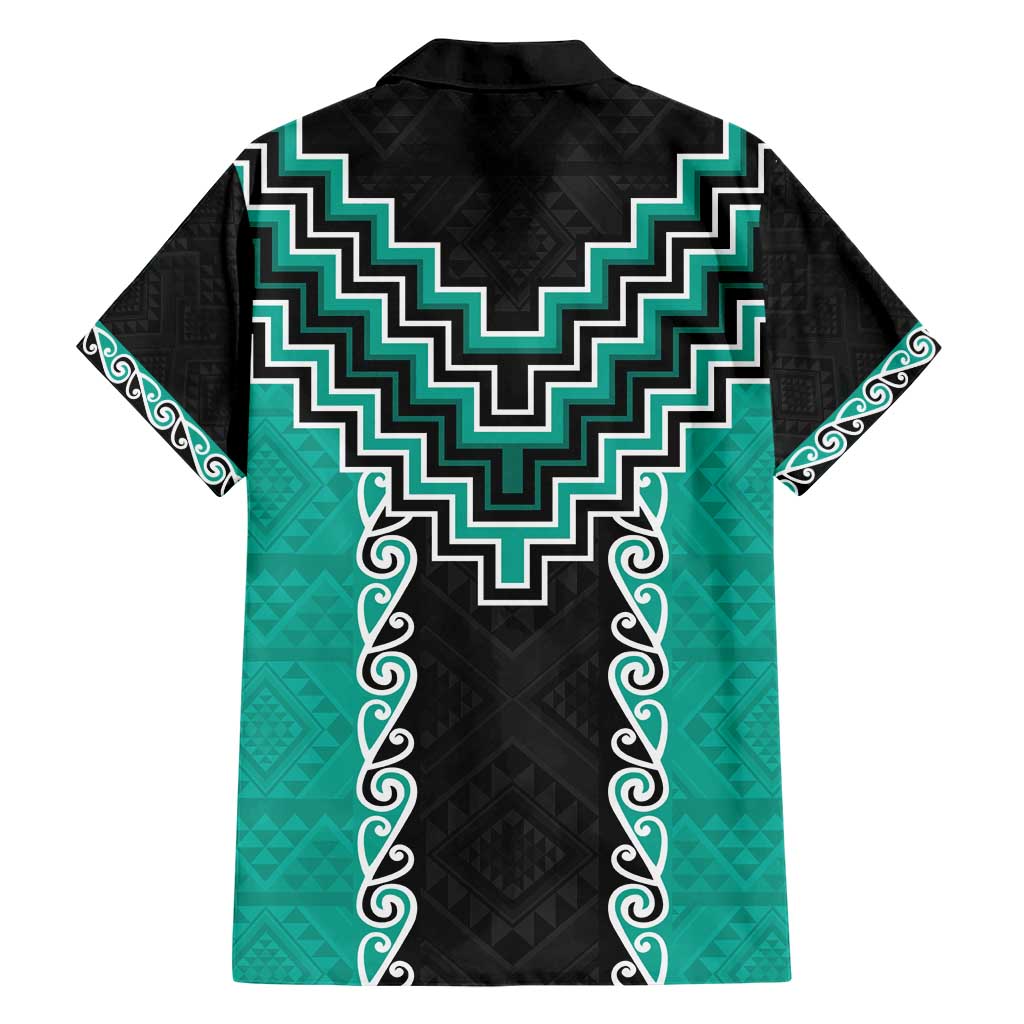 Teal Niho Taniwha Mix Poutama Hawaiian Shirt Unique Taniko Aotearoa