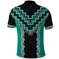 Teal Niho Taniwha Mix Poutama Polo Shirt Unique Taniko Aotearoa