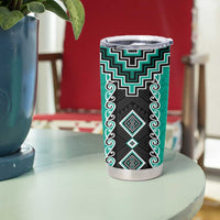 Teal Niho Taniwha Mix Poutama Tumbler Cup Unique Taniko Aotearoa