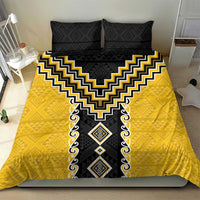 Yellow Niho Taniwha Mix Poutama Bedding Set Unique Taniko Aotearoa