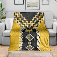 Yellow Niho Taniwha Mix Poutama Blanket Unique Taniko Aotearoa