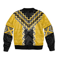 Yellow Niho Taniwha Mix Poutama Bomber Jacket Unique Taniko Aotearoa