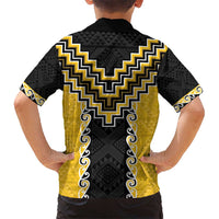 Yellow Niho Taniwha Mix Poutama Kid Hawaiian Shirt Unique Taniko Aotearoa