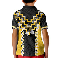 Yellow Niho Taniwha Mix Poutama Kid Polo Shirt Unique Taniko Aotearoa LT01 - Polynesian Pride