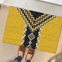 Yellow Niho Taniwha Mix Poutama Rubber Doormat Unique Taniko Aotearoa