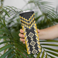 Yellow Niho Taniwha Mix Poutama Skinny Tumbler Unique Taniko Aotearoa