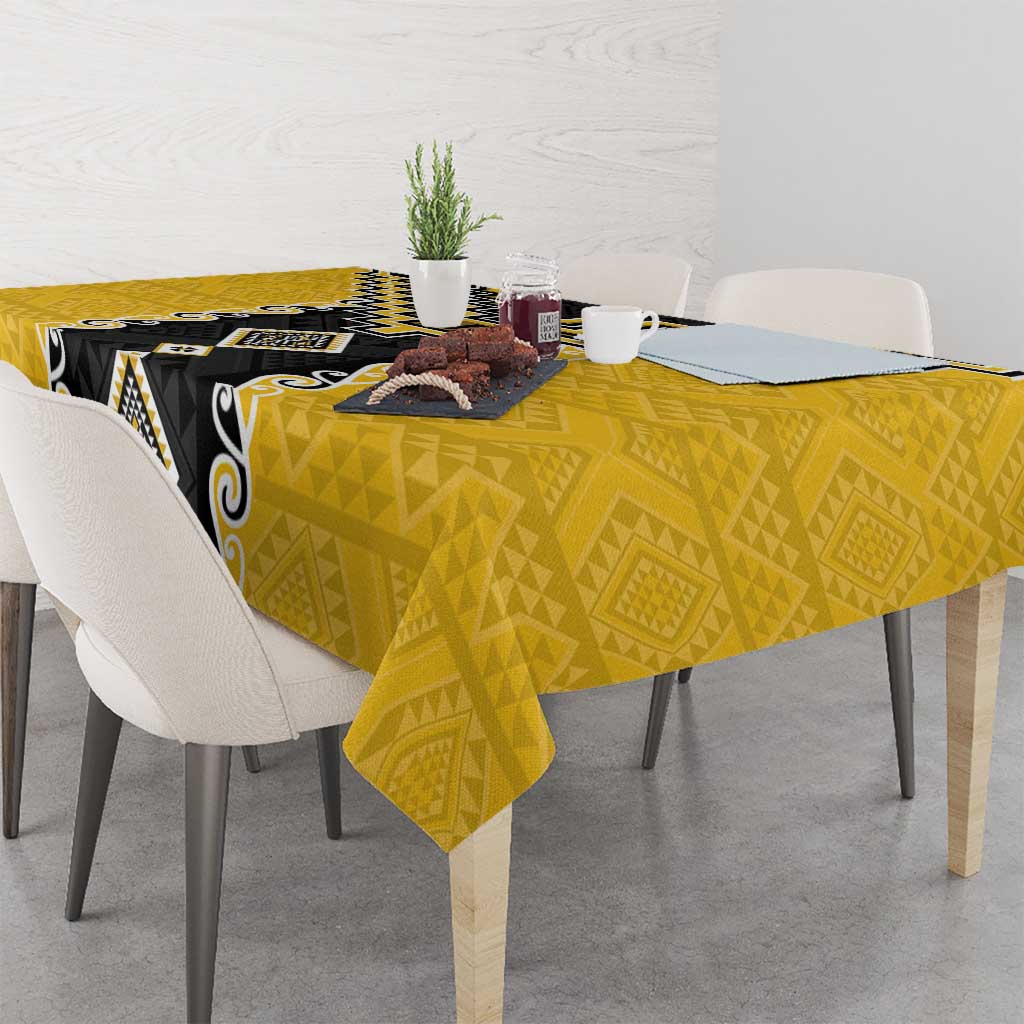 Yellow Niho Taniwha Mix Poutama Tablecloth Unique Taniko Aotearoa