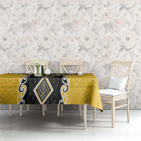 Yellow Niho Taniwha Mix Poutama Tablecloth Unique Taniko Aotearoa