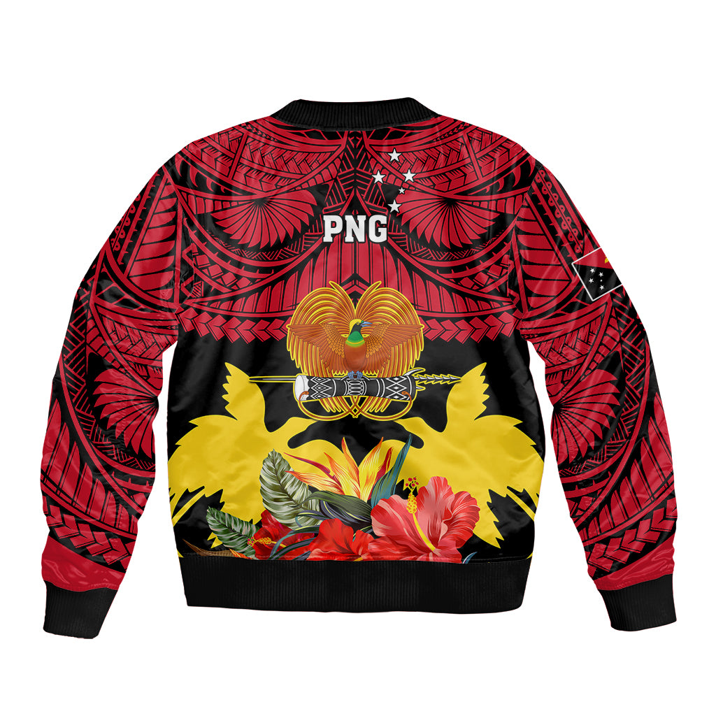 Papua New Guinea Bomber Jacket Bird Of Paradise Mix Polynesian Pattern LT01 - Polynesian Pride