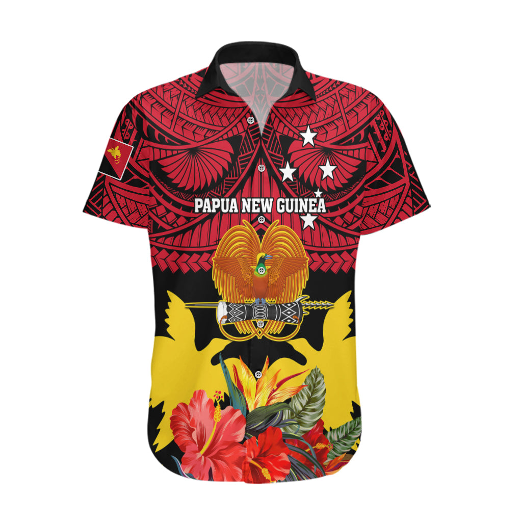 Papua New Guinea Hawaiian Shirt Bird Of Paradise Mix Polynesian Pattern LT01 Red - Polynesian Pride