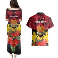 Personalised Papua New Guinea Couples Matching Puletasi Dress and Hawaiian Shirt Bird Of Paradise Mix Polynesian Pattern LT01 - Polynesian Pride