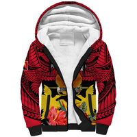 Personalised Papua New Guinea Sherpa Hoodie Bird Of Paradise Mix Polynesian Pattern LT01 Unisex Red - Polynesian Pride