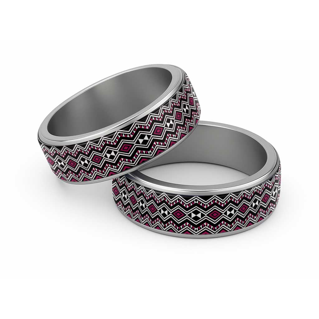 Aotearoa Pink Taniko Pattern Special Classic Ring - Polynesian Pride