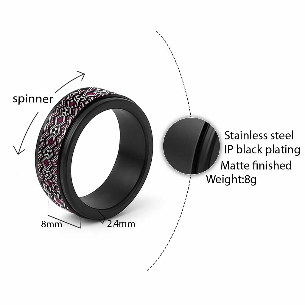 Aotearoa Pink Taniko Pattern Special Spinner Ring - Polynesian Pride