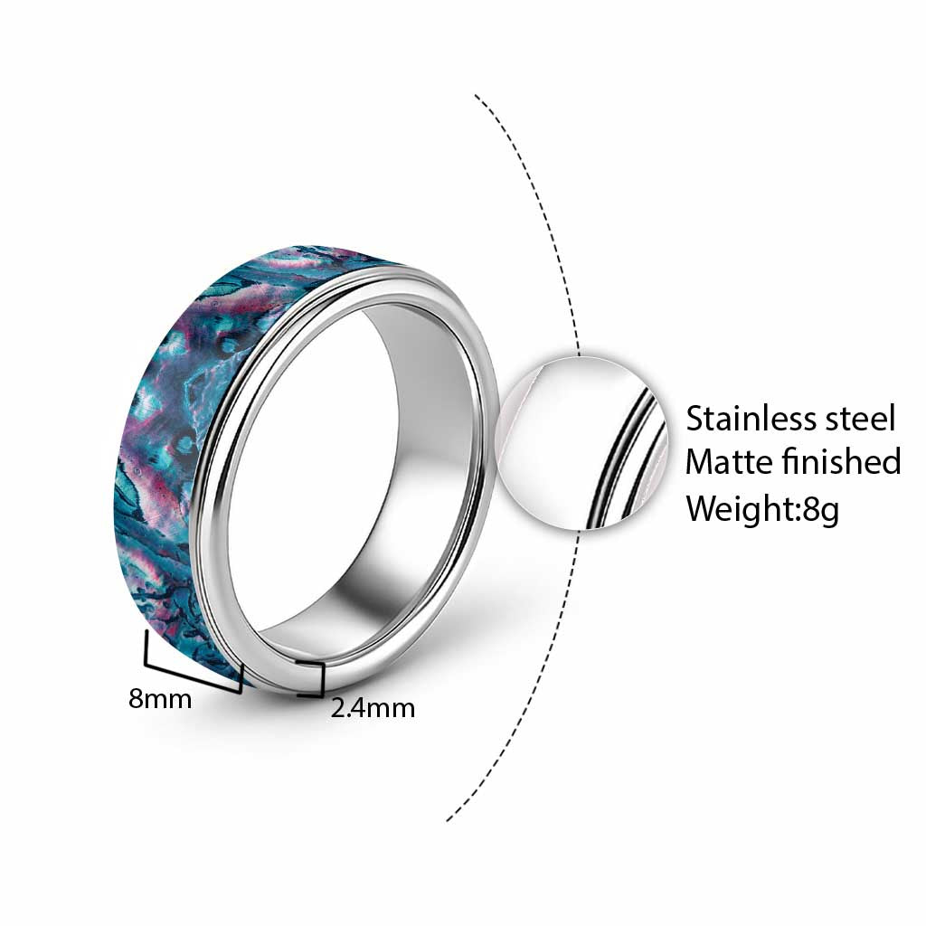 Turquoise Pink Paua Shell Pattern Unique Classic Ring - Polynesian Pride