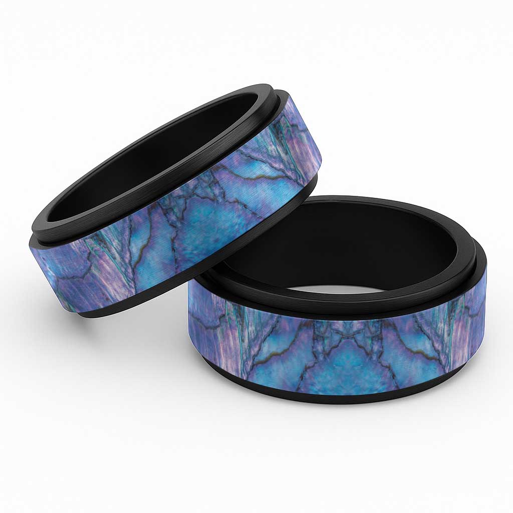 Lilac Paua Shell Pattern Unique Spinner Ring - Polynesian Pride
