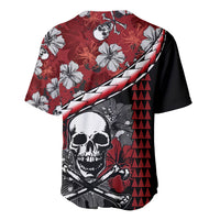 Hawaii Halloween Baseball Jersey Hibiscus Skull Kakau Pattern LT01 - Polynesian Pride