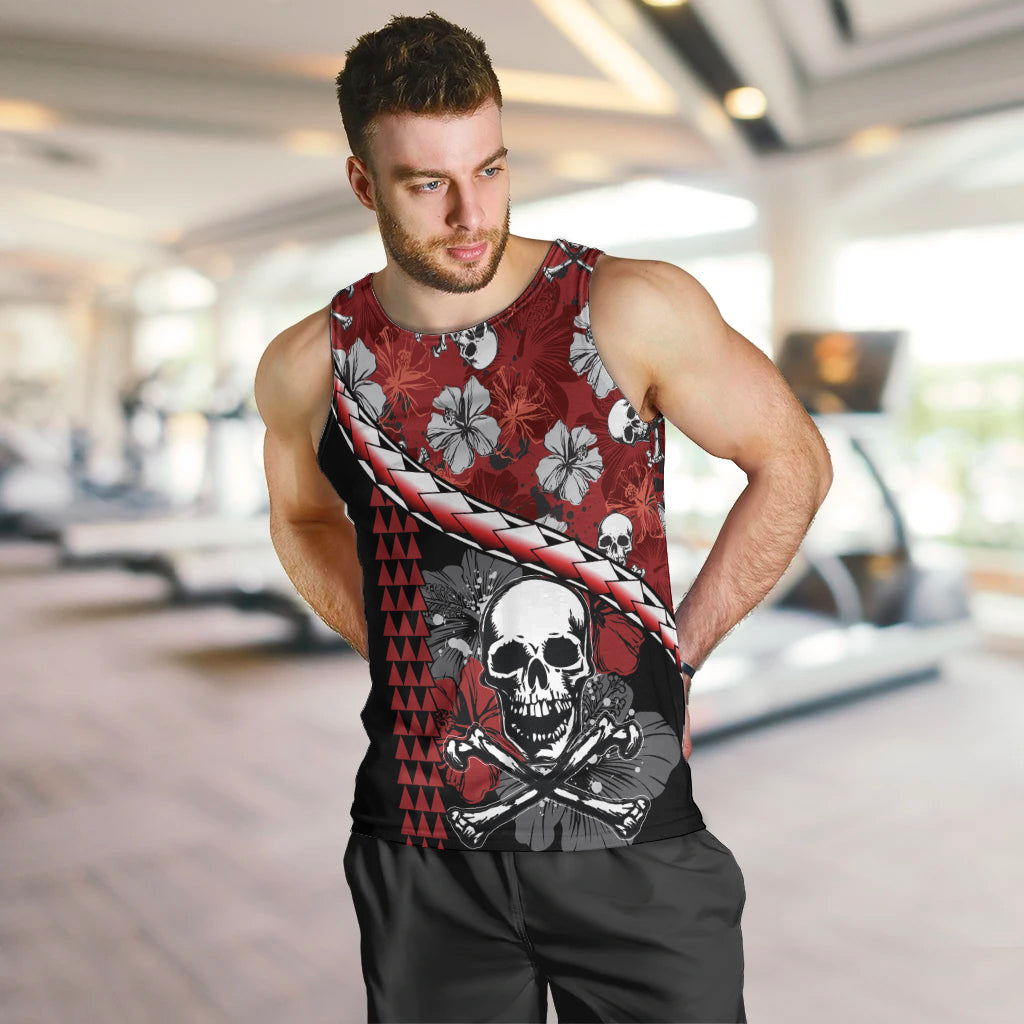 Hawaii Halloween Men Tank Top Hibiscus Skull Kakau Pattern LT01 - Polynesian Pride